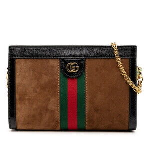 GUCCI Authentic Brown Leather Shoulder Bag